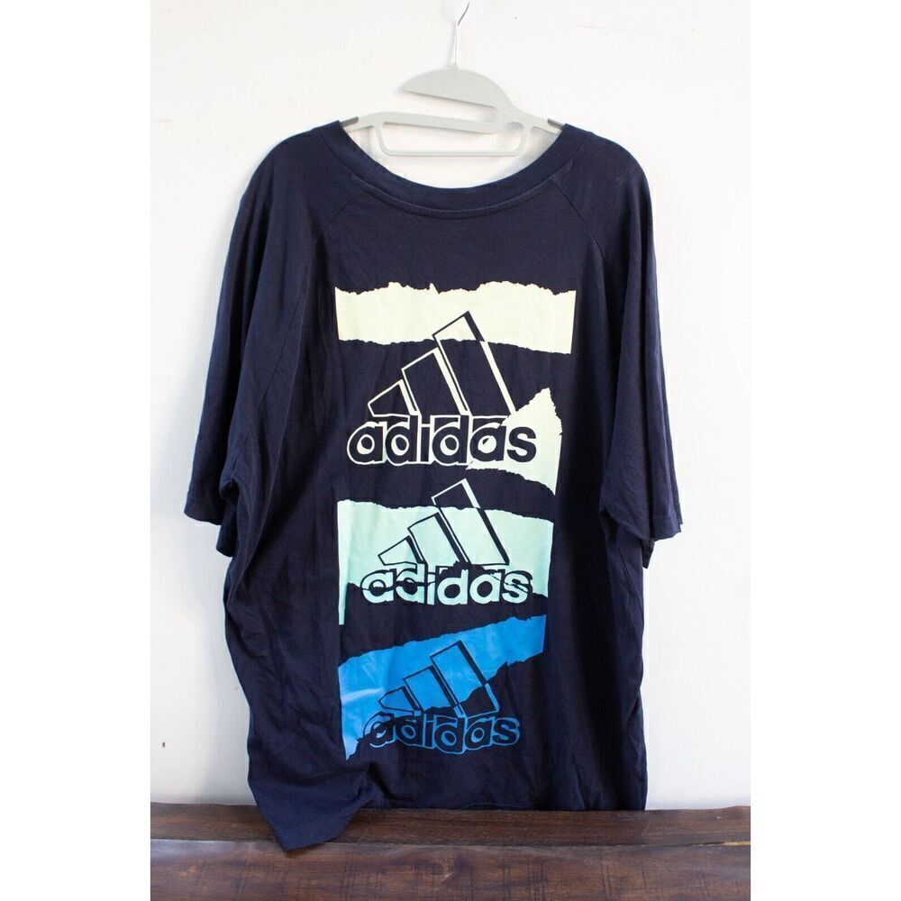Adidas Brand Love Back T-Shirt Blue - Men's Size XL Oversized Fit